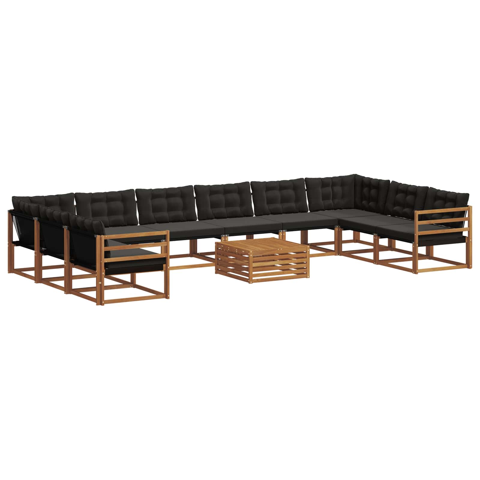 Ensemble de canapés d'extérieur 11 pcs Naturel et Noir - XIOS