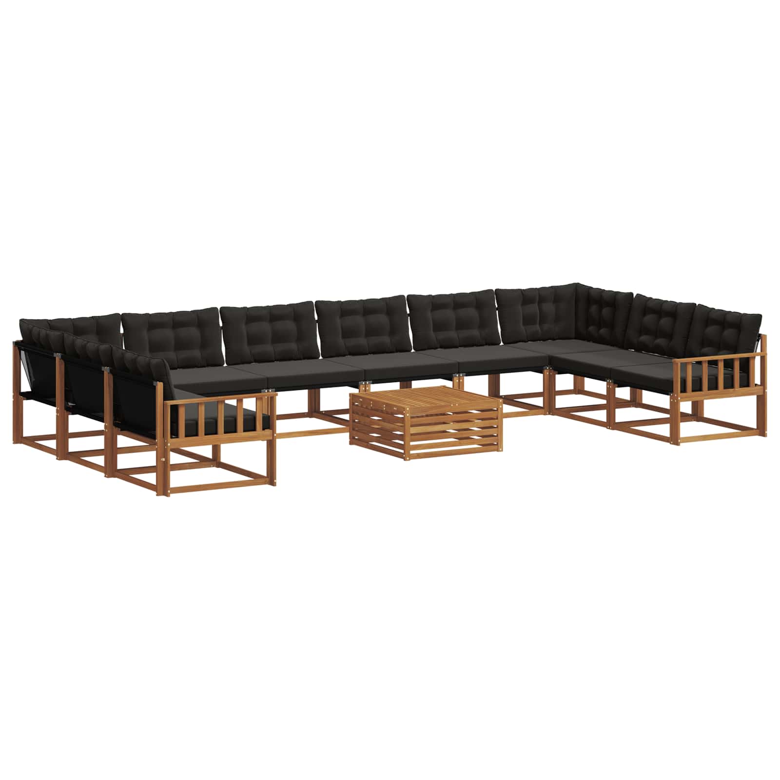 Ensemble de canapés d'extérieur 11 pcs Naturel et Noir - XIOS