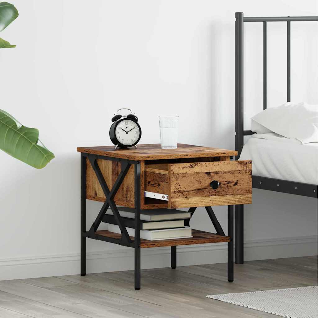 Table de chevet avec tiroir 2 pcs Bois ancien 40 x 42 x 45 cm - XIOS