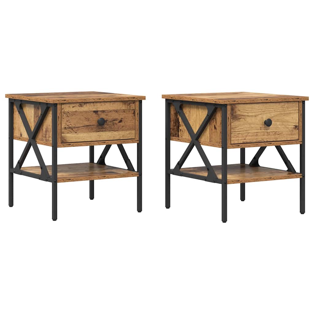 Table de chevet avec tiroir 2 pcs Bois ancien 40 x 42 x 45 cm - XIOS