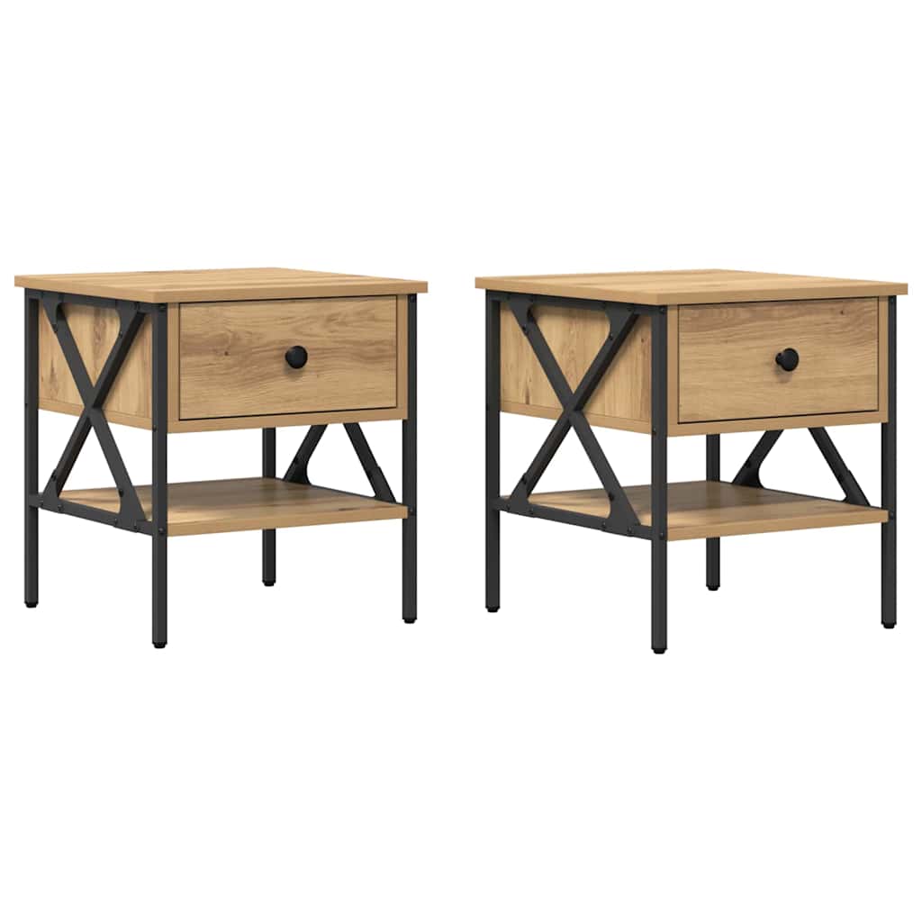 Table de chevet 2 pcs chêne artisanal 40 x 42 x 45 cm - XIOS