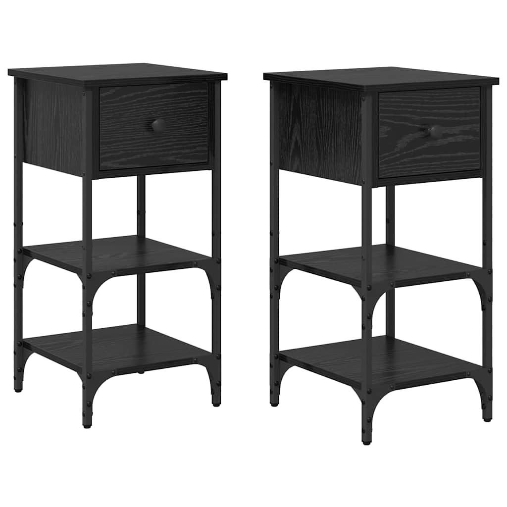 Cabinet de chevet 2 pc Chêne noir 33,5 x 36 x 70 cm - XIOS