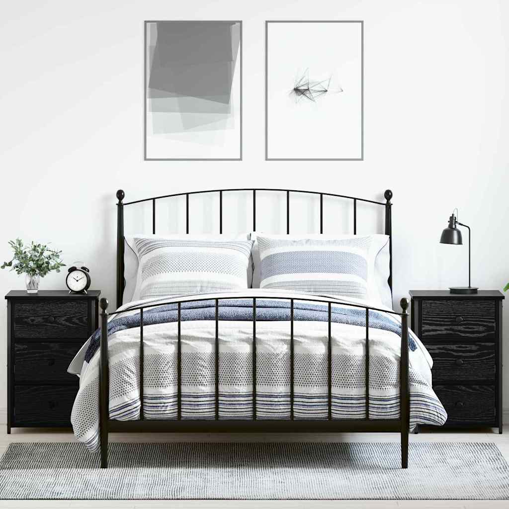 Cabinet de chevet avec tiroir Noir Bois Recyclé Solide