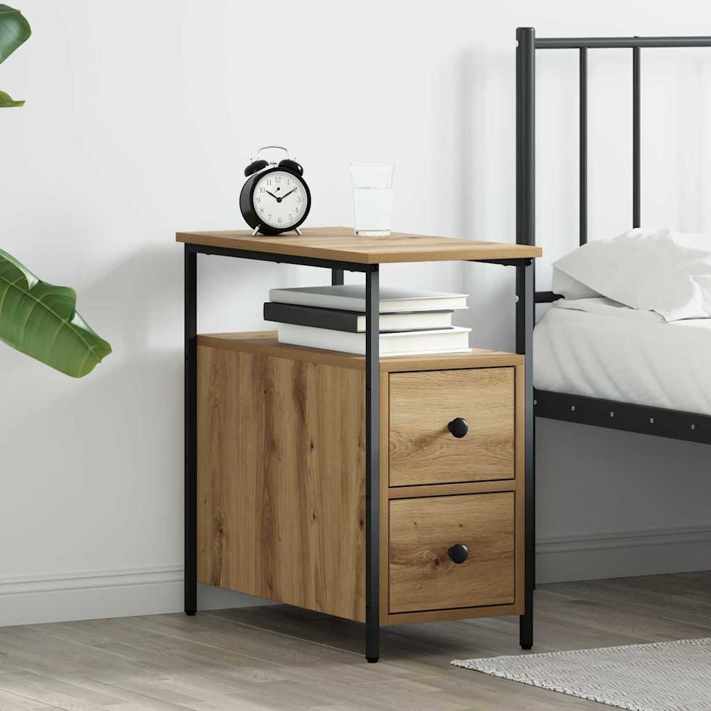Cabinet de chevet chêne artisanal 30 x 60 x 60 cm - XIOS