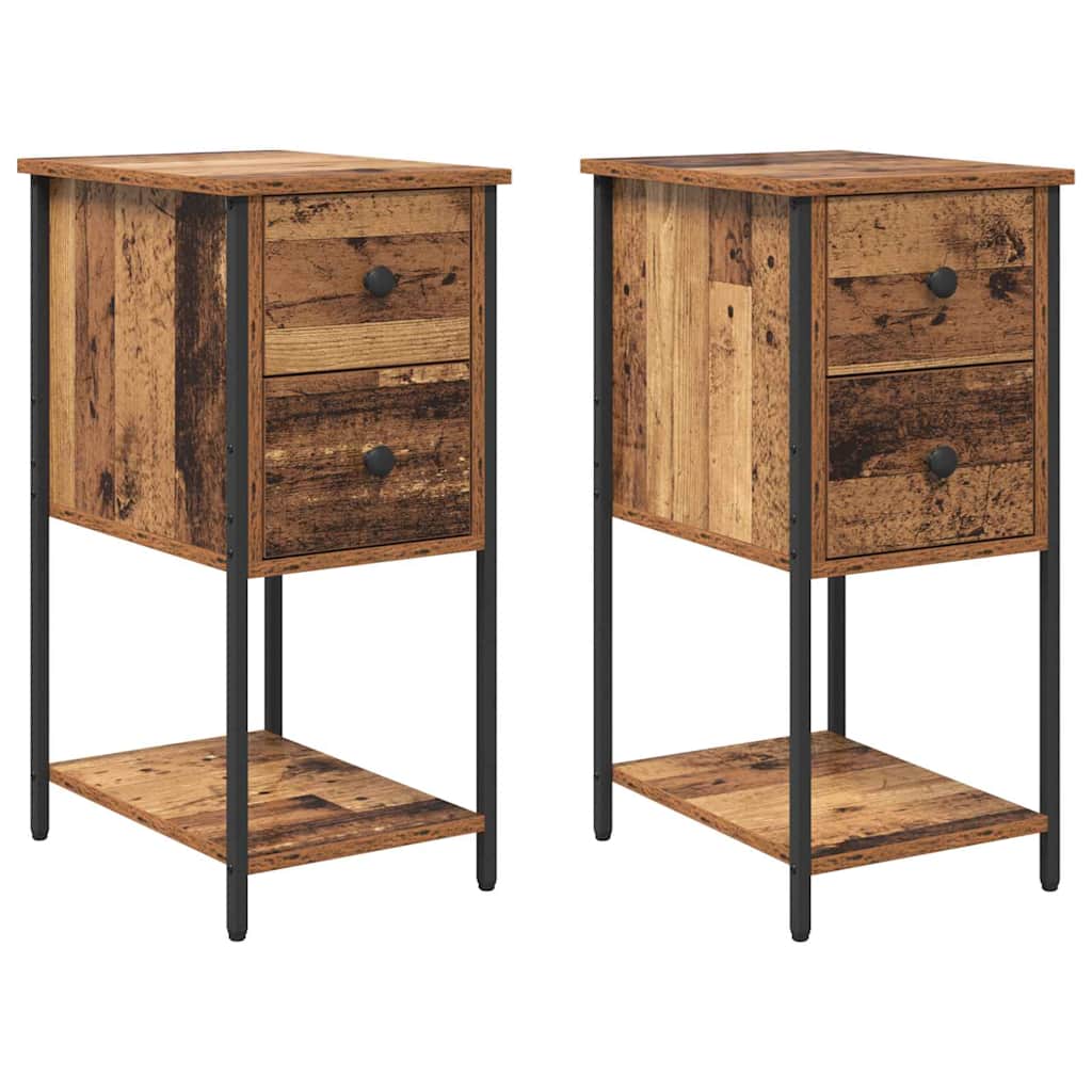 Cabinet de chevet avec tiroir 2 pcs Bois ancien 32 x 42 x 70 cm - XIOS