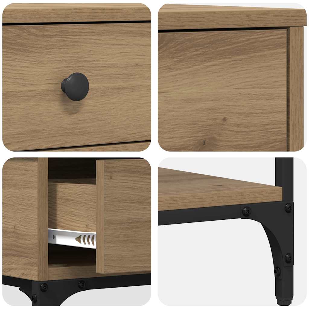 Table console avec tiroir chêne artisanal 75 x 34,5 x 75 cm - XIOS