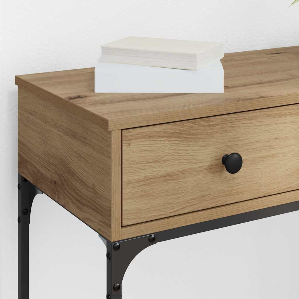 Table console avec tiroir chêne artisanal 75 x 34,5 x 75 cm - XIOS