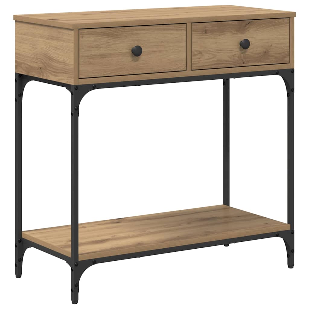 Table console avec tiroir chêne artisanal 75 x 34,5 x 75 cm - XIOS