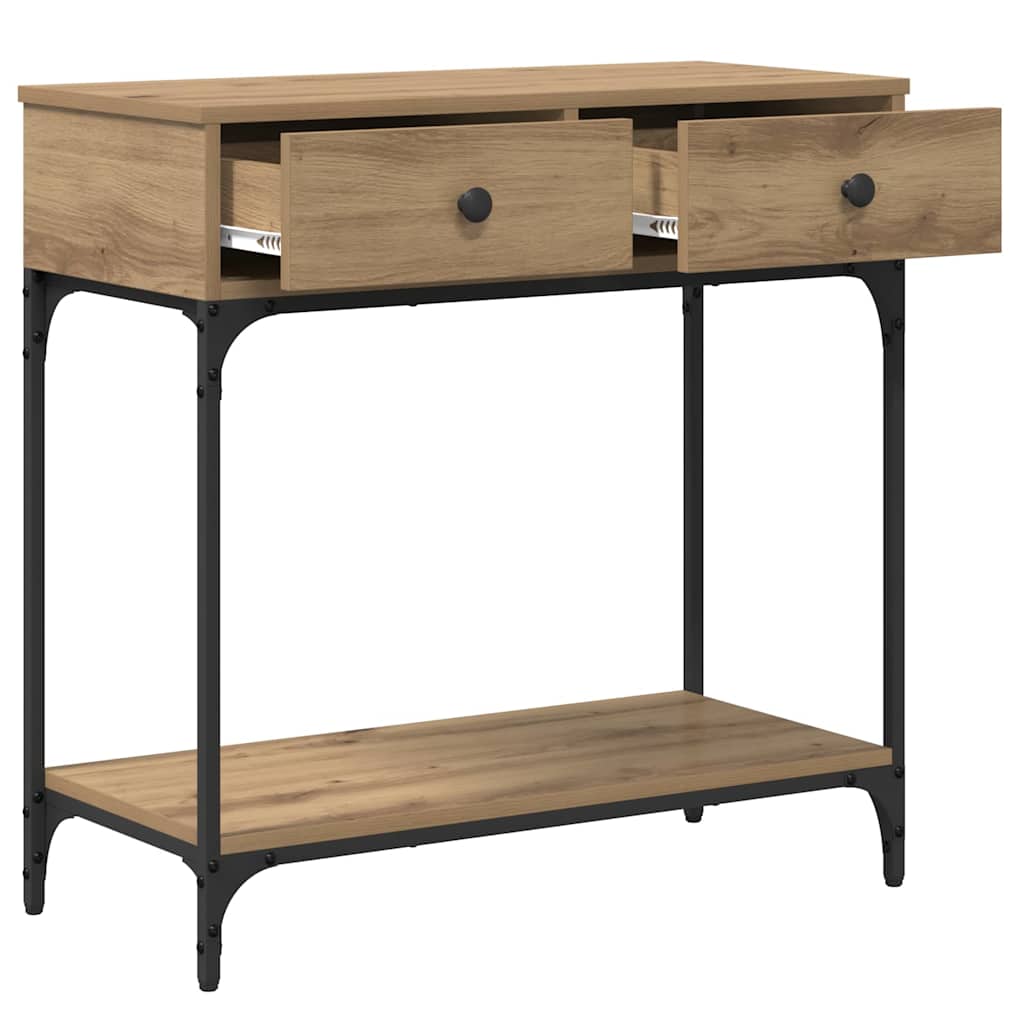 Table console avec tiroir chêne artisanal 75 x 34,5 x 75 cm - XIOS