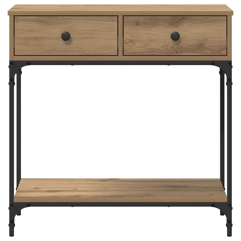 Table console avec tiroir chêne artisanal 75 x 34,5 x 75 cm - XIOS