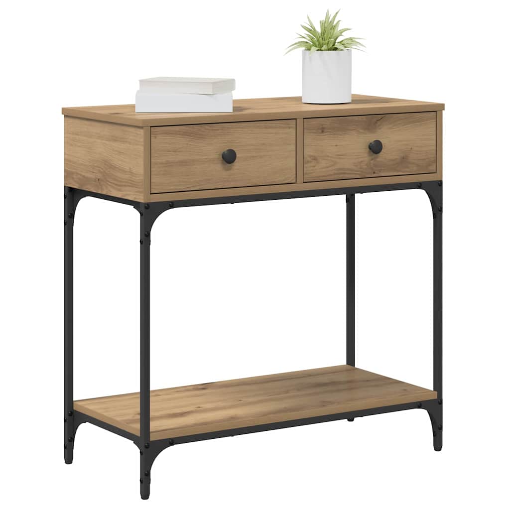 Table console avec tiroir chêne artisanal 75 x 34,5 x 75 cm - XIOS