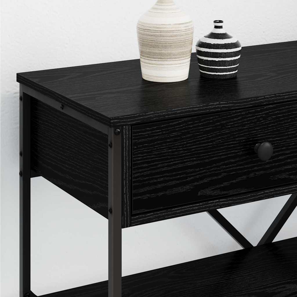 Table console avec tiroir avec étagère Autre Chêne noir - XIOS
