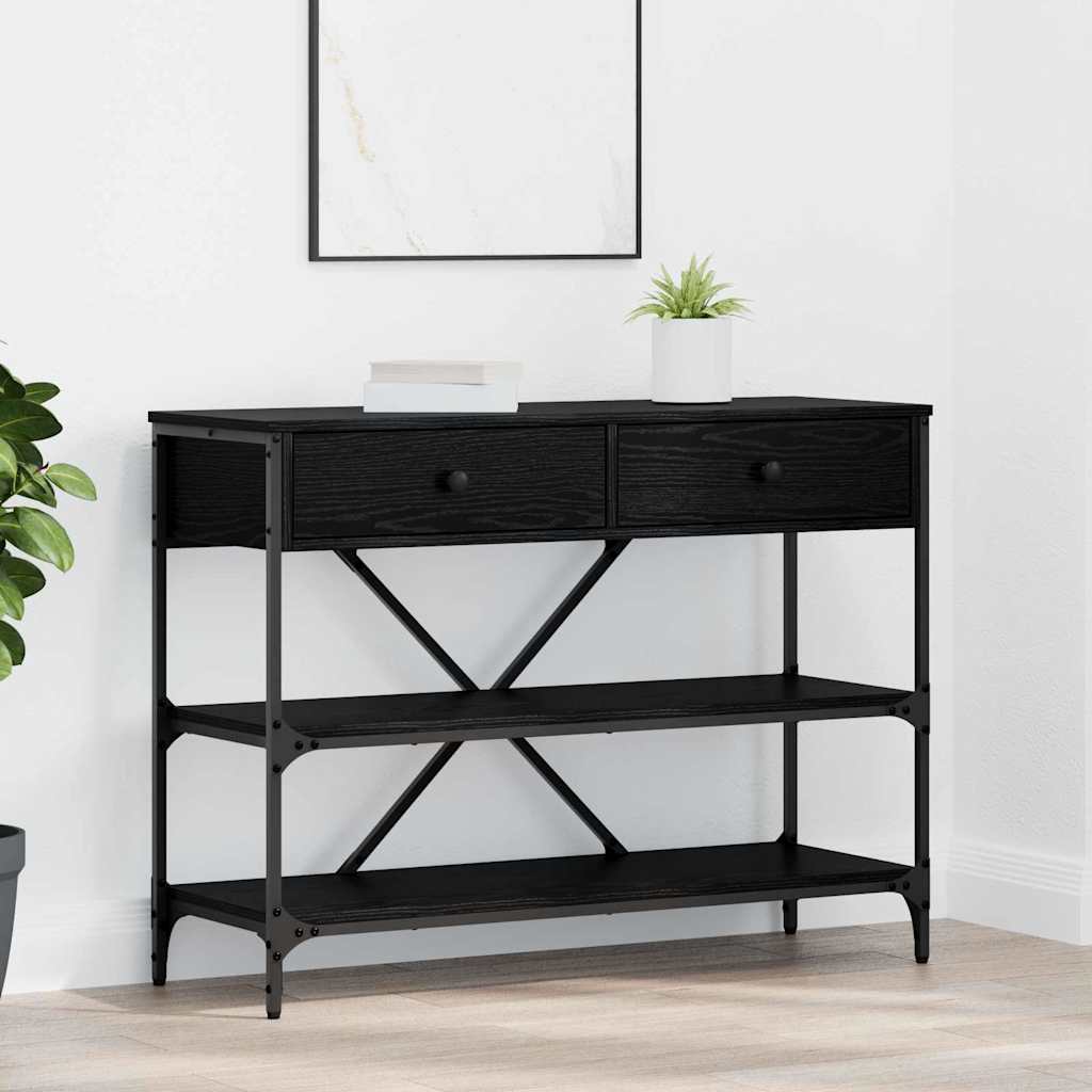Table console avec tiroir avec étagère Autre Chêne noir - XIOS