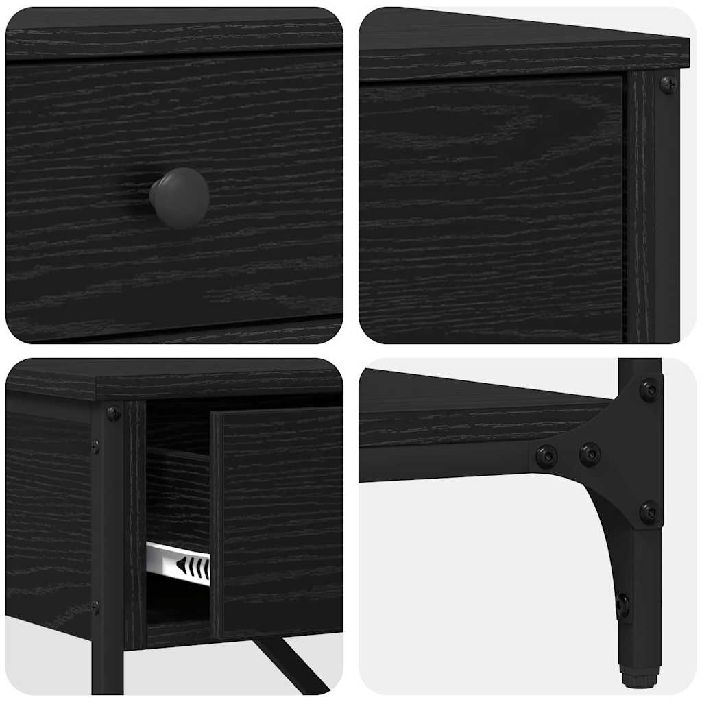 Table console avec tiroir avec étagère Autre Chêne noir - XIOS