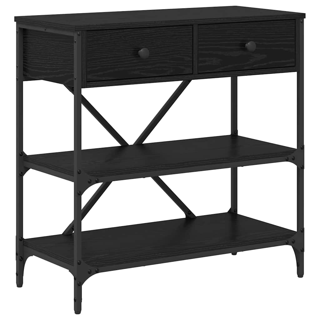 Table console avec tiroir avec étagère Autre Chêne noir - XIOS