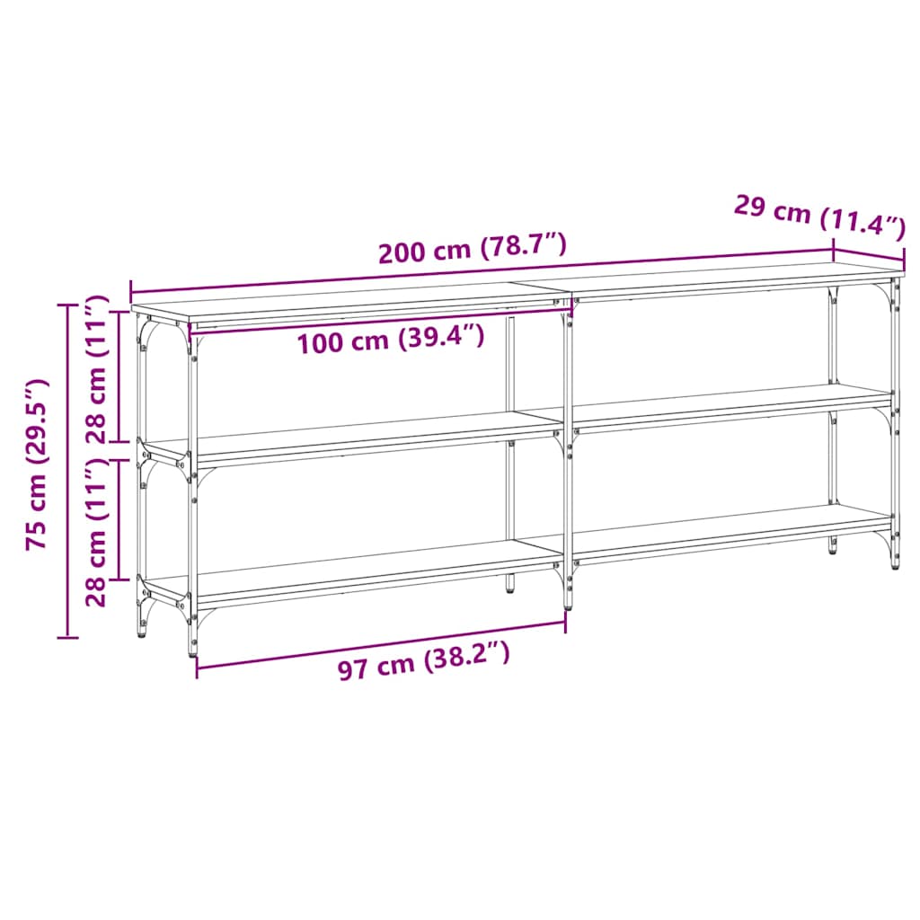 Table console avec étagère Bois Ancien 200 x 29 x 75 cm - XIOS