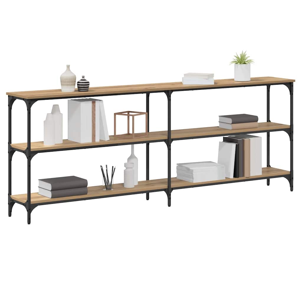 Table console avec étagère chêne artisanal 200 x 29 x 75 cm - XIOS