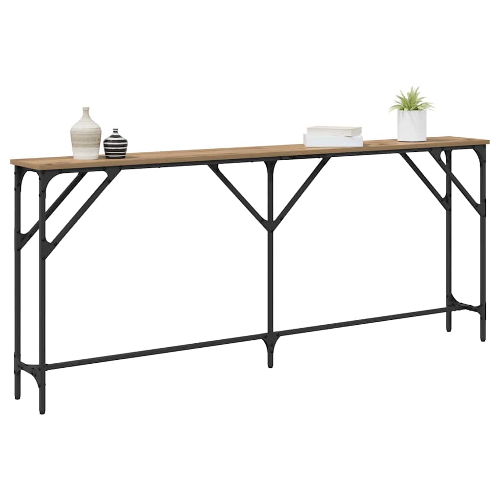 Table console chêne artisanal 180 x 23 x 75 cm