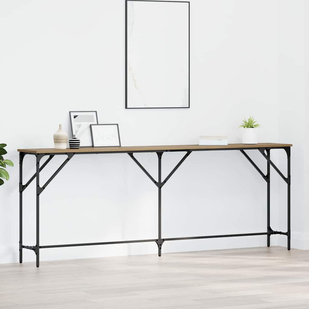 Table console chêne artisanal 200 x 29 x 75 cm
