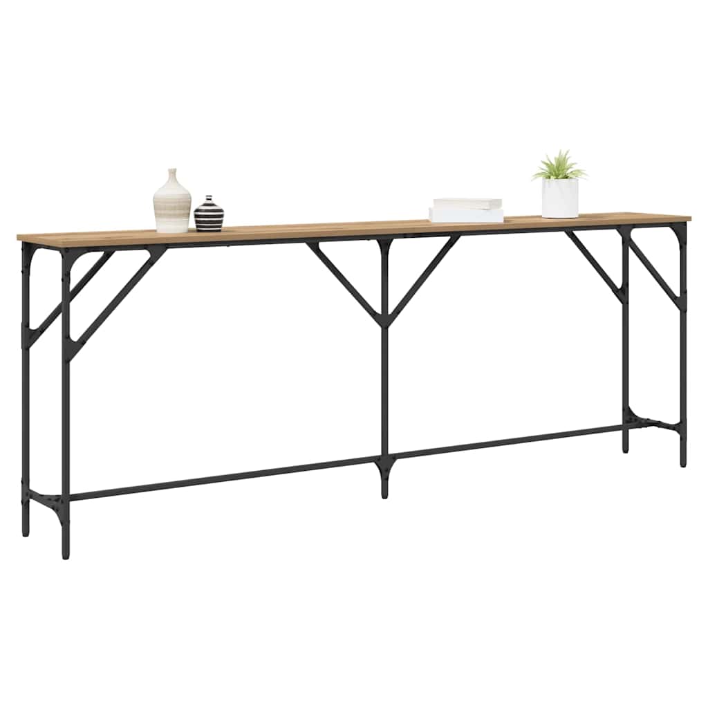 Table console chêne artisanal 200 x 29 x 75 cm