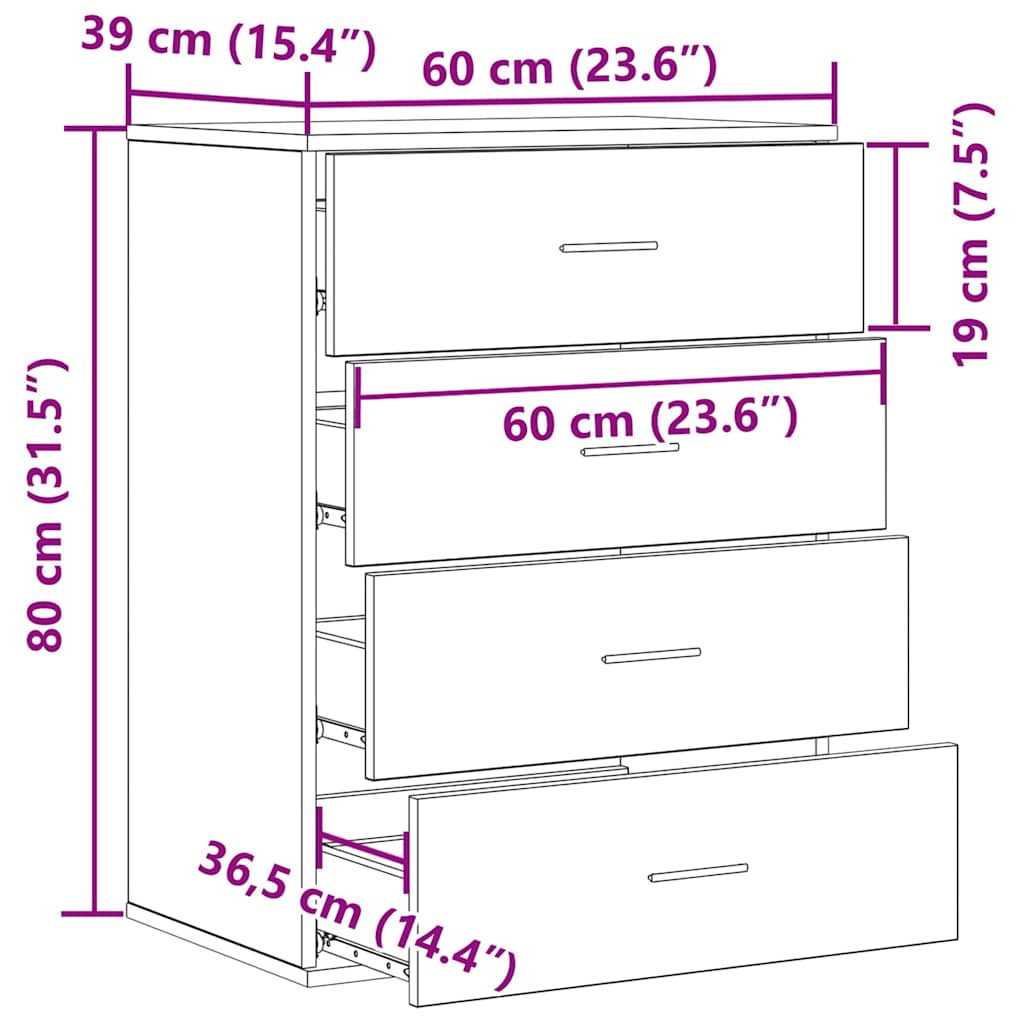 Buffet Bois ancien 60 x 39 x 80 cm Bois d'ingénierie - XIOS