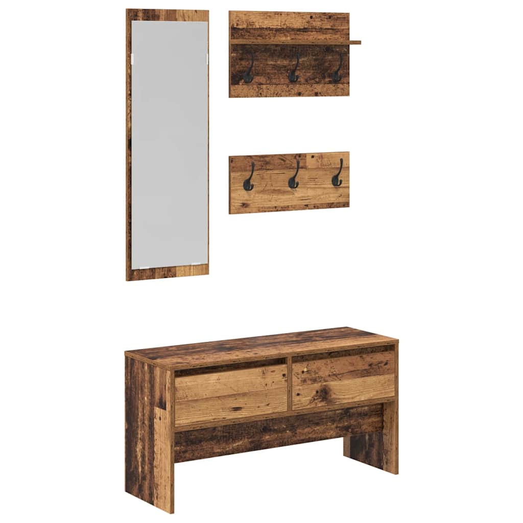 Ensemble de meubles d'entrée avec tiroir 4 pcs Bois ancien - XIOS