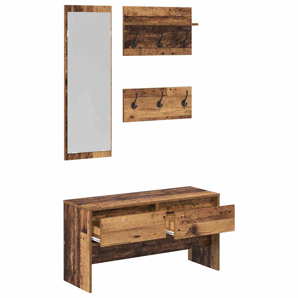 Ensemble de meubles d'entrée avec tiroir 4 pcs Bois ancien - XIOS