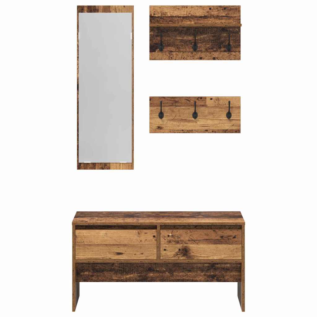 Ensemble de meubles d'entrée avec tiroir 4 pcs Bois ancien - XIOS