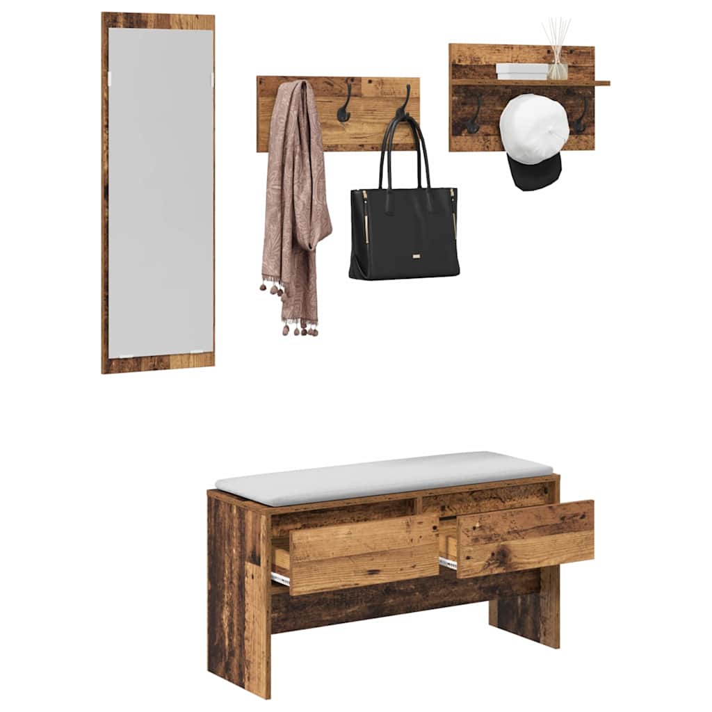 Ensemble de meubles d'entrée avec tiroir 4 pcs Bois ancien - XIOS