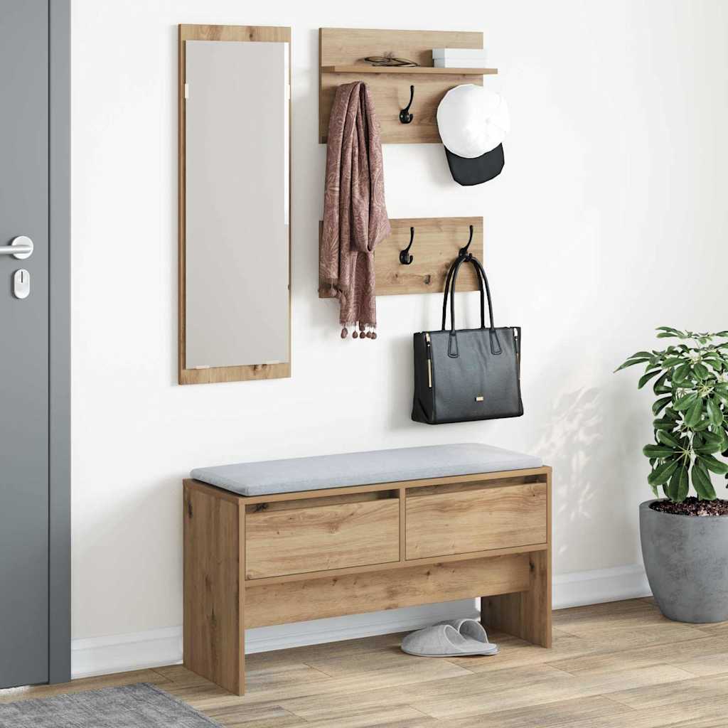 Ensemble de meubles d'entrée 4 pcs Chêne noir 90 x 31 x 46.5 cm - XIOS
