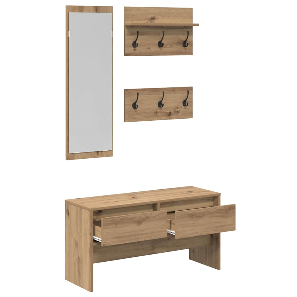 Ensemble de meubles d'entrée 4 pcs Chêne noir 90 x 31 x 46.5 cm - XIOS