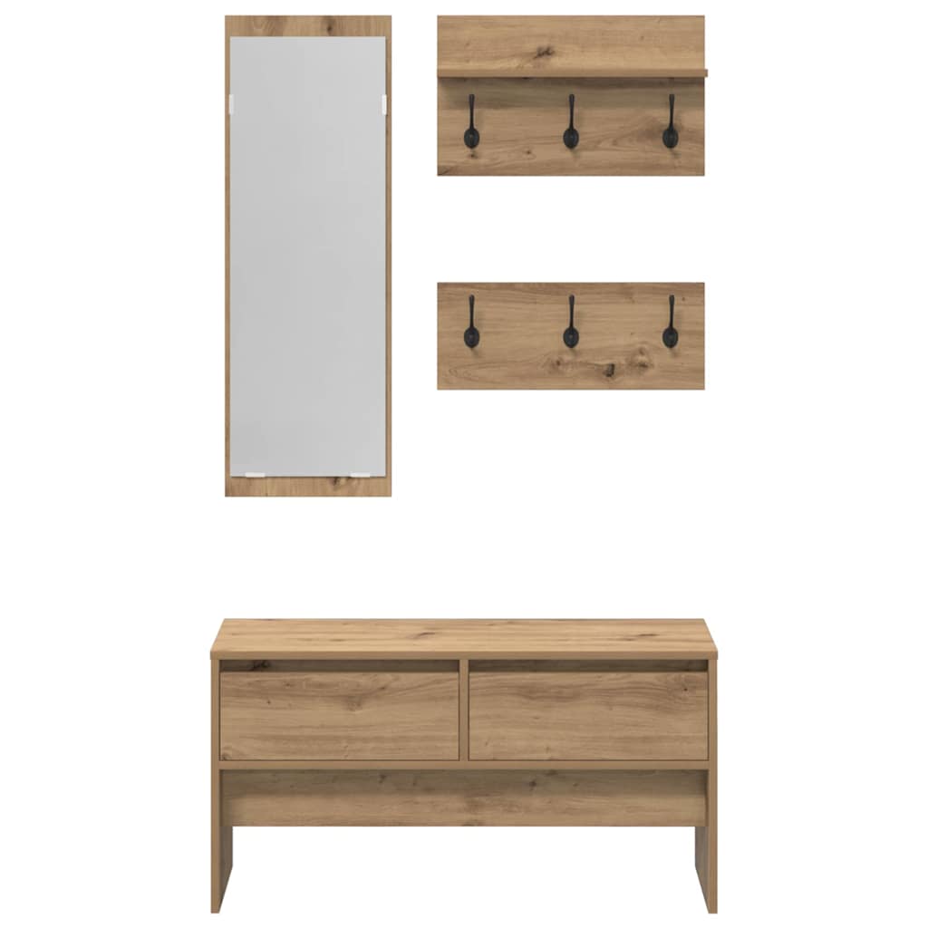 Ensemble de meubles d'entrée 4 pcs Chêne noir 90 x 31 x 46.5 cm - XIOS