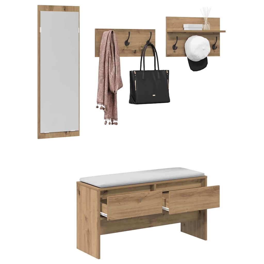 Ensemble de meubles d'entrée avec tiroir 4 pcs Chêne artisan - XIOS