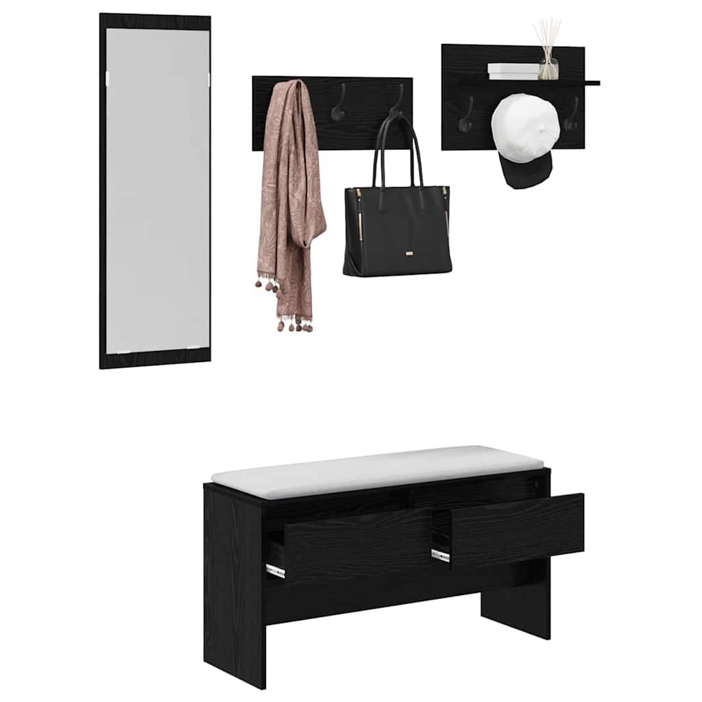 Ensemble de meubles d'entrée 4 pcs Chêne noir Bois d'ingénierie - XIOS