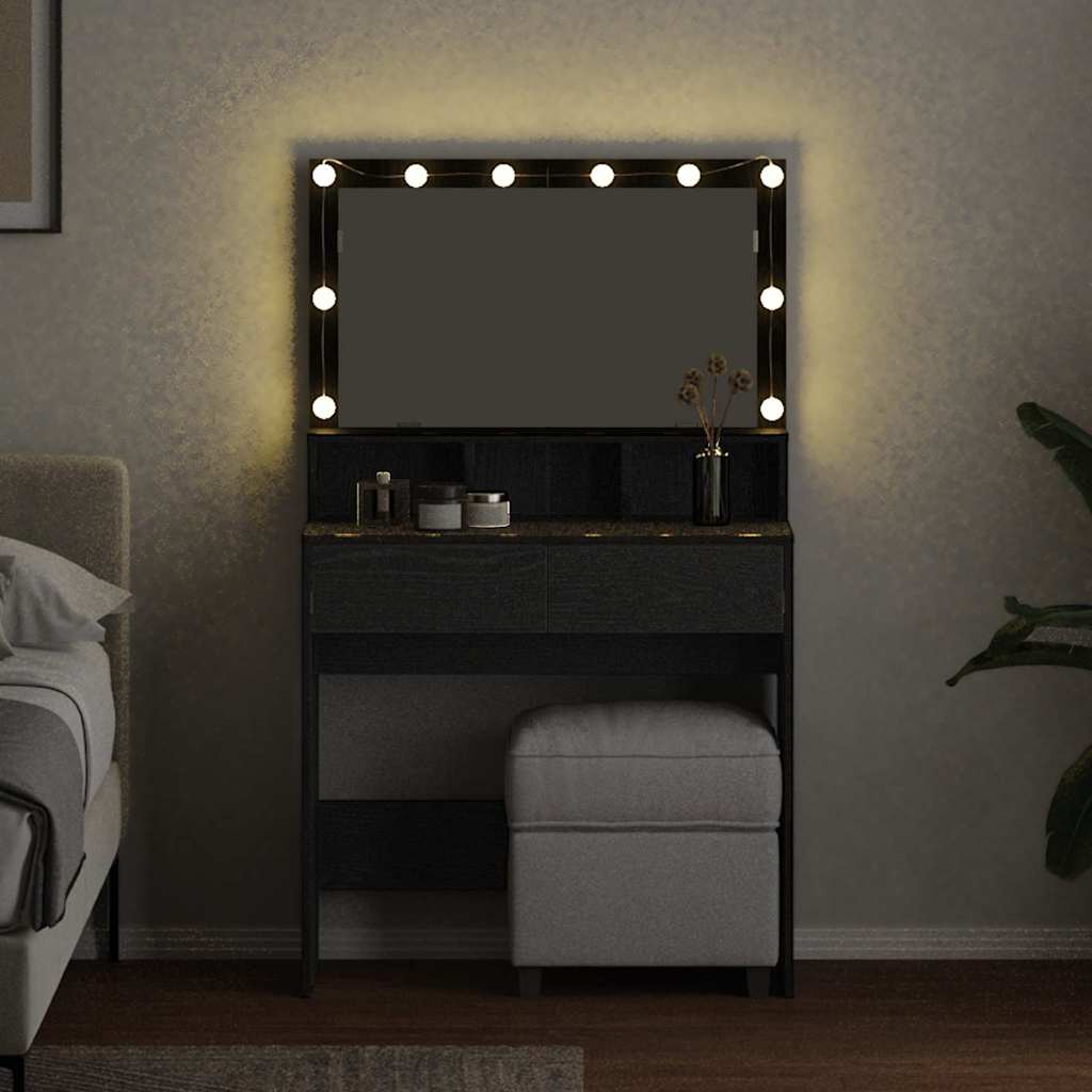Table de Toilette avec tiroir Chêne noir 80 x 41 x 134,5 cm - XIOS