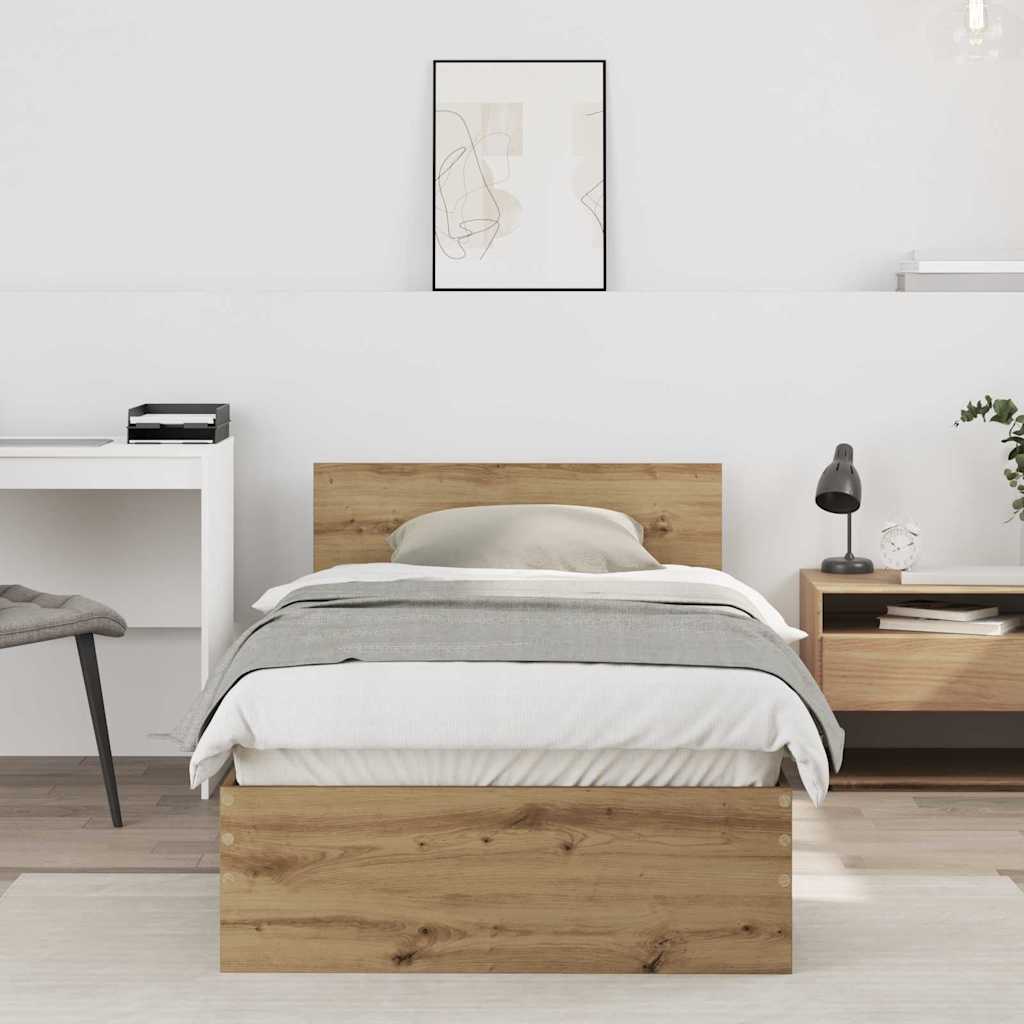 Cadre de lit Chêne artisanal 90 x 200 cm Bois d'ingénierie - XIOS