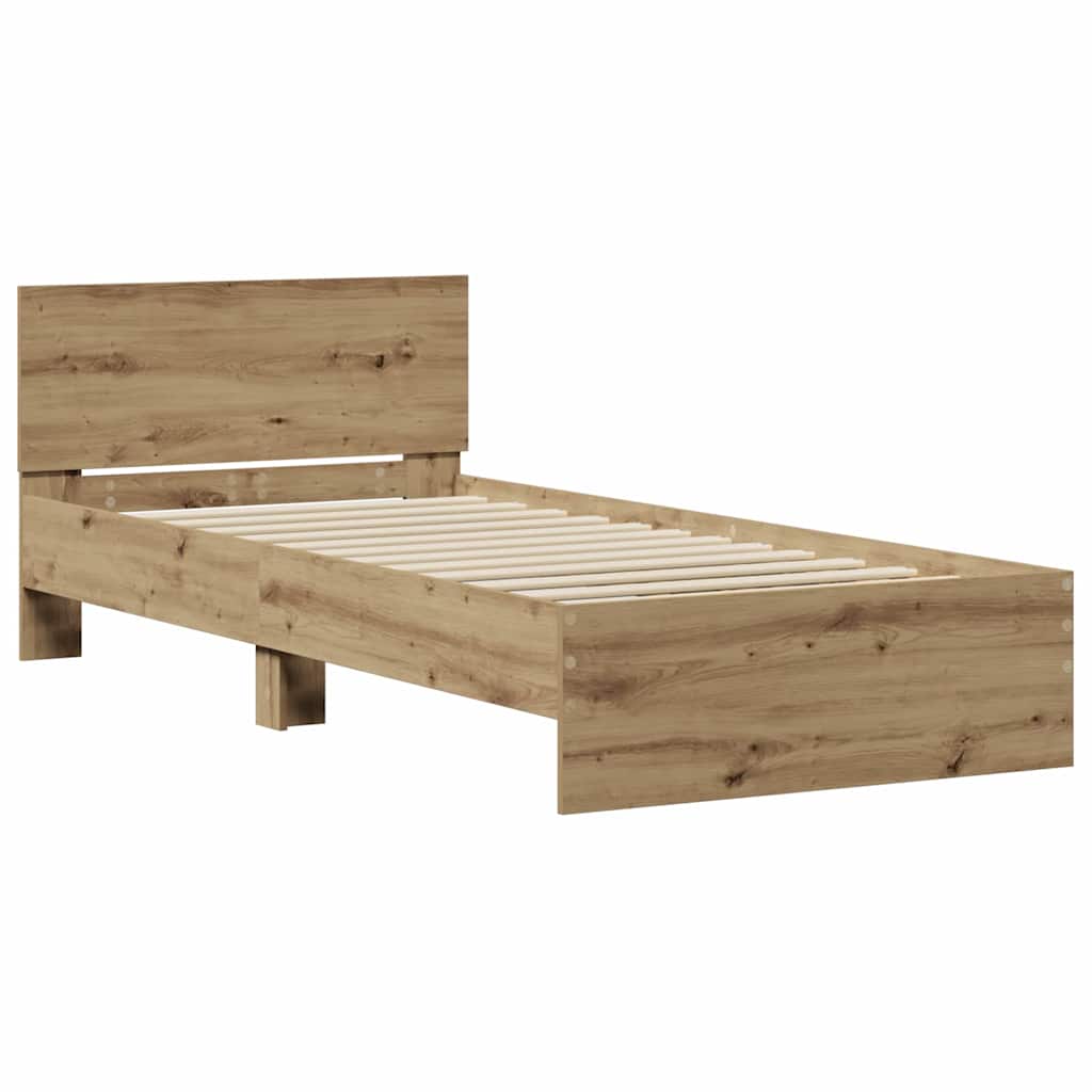 Cadre de lit Chêne artisanal 90 x 190 cm Bois d'ingénierie - XIOS