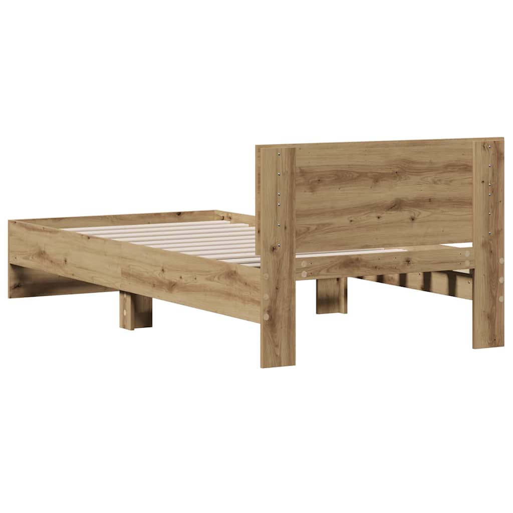 Cadre de lit Chêne artisanal 90 x 190 cm Bois d'ingénierie - XIOS