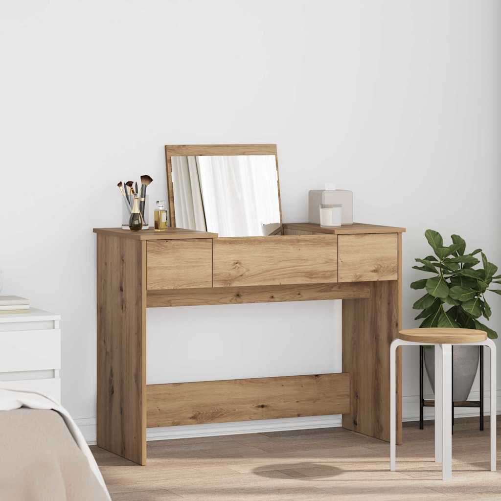 Table de Toilette avec tiroir chêne artisanal 100 x 45 x 76 cm - XIOS