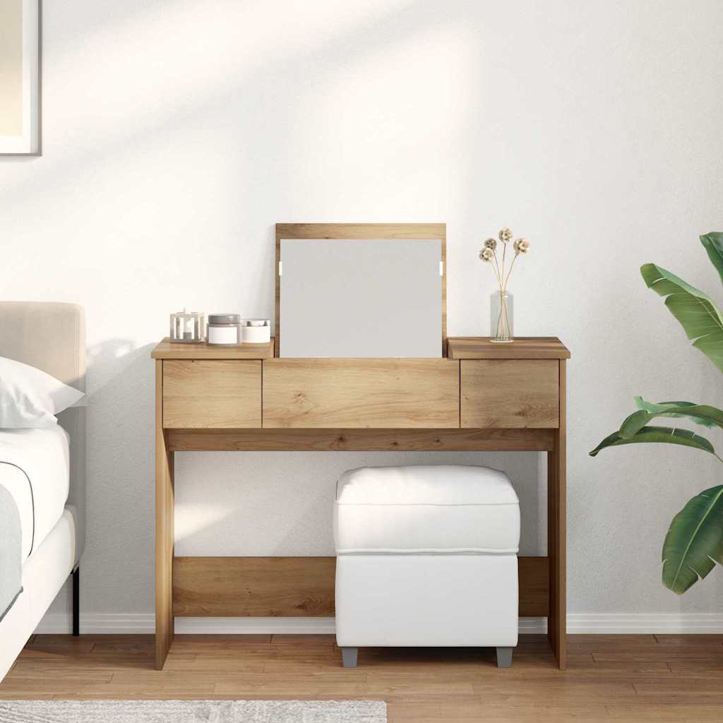 Table de Toilette avec tiroir chêne artisanal 100 x 45 x 76 cm - XIOS