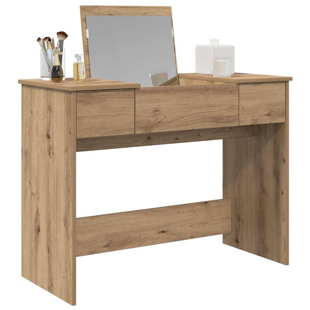 Table de Toilette avec tiroir chêne artisanal 100 x 45 x 76 cm - XIOS