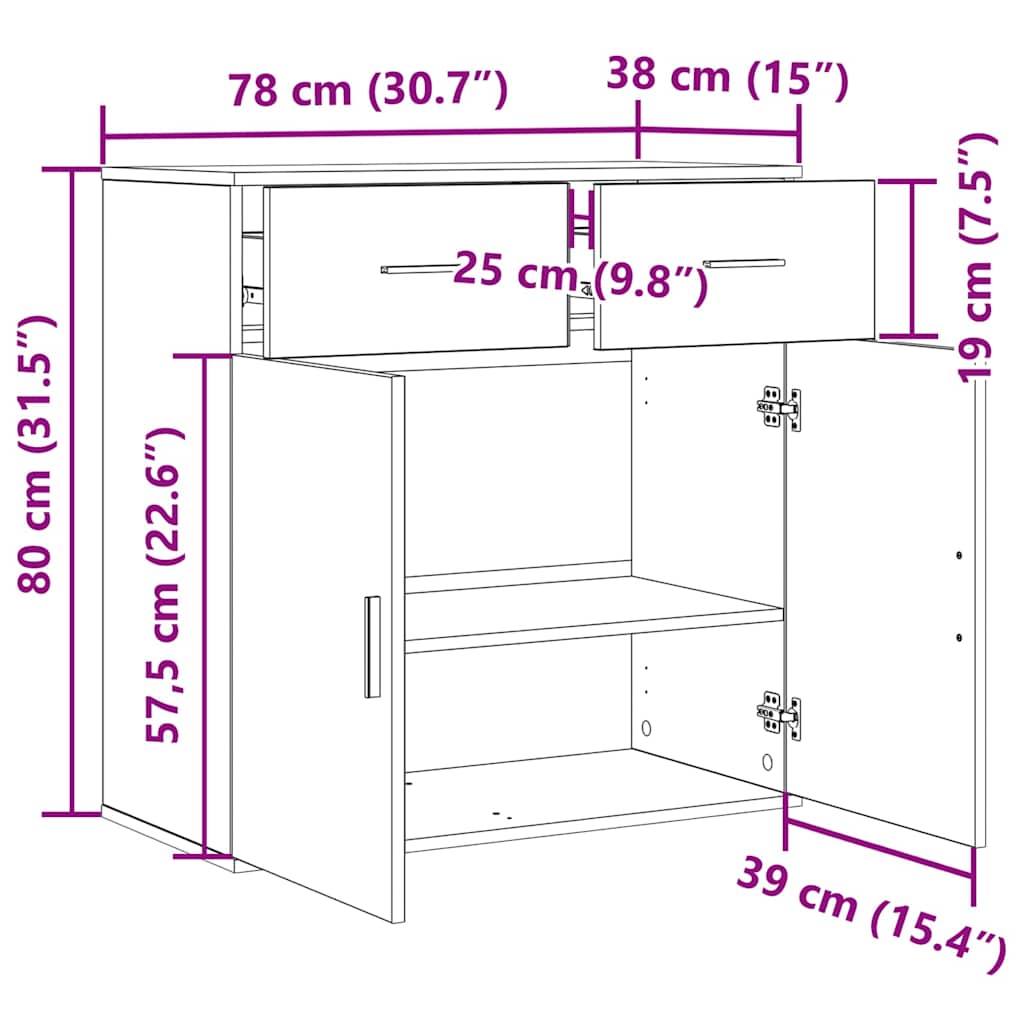 Buffet chêne artisanal 79 x 38 x 80 cm Bois d'ingénierie - XIOS