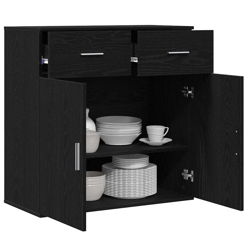 Buffet avec tiroir Chêne noir 79 x 38 x 80 cm Bois d'ingénierie - XIOS