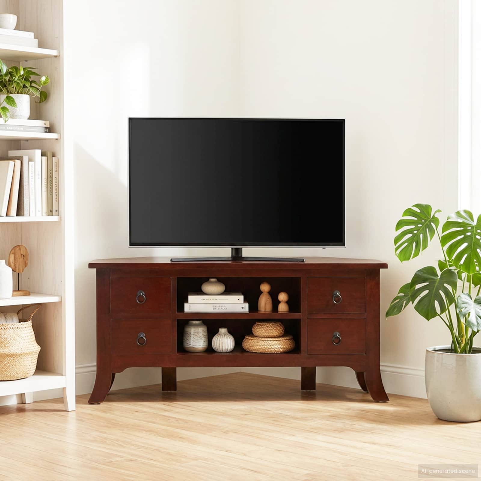Meuble TV Marron 100 x 40,5 x 46 cm Bois de Mahogany Massif - XIOS