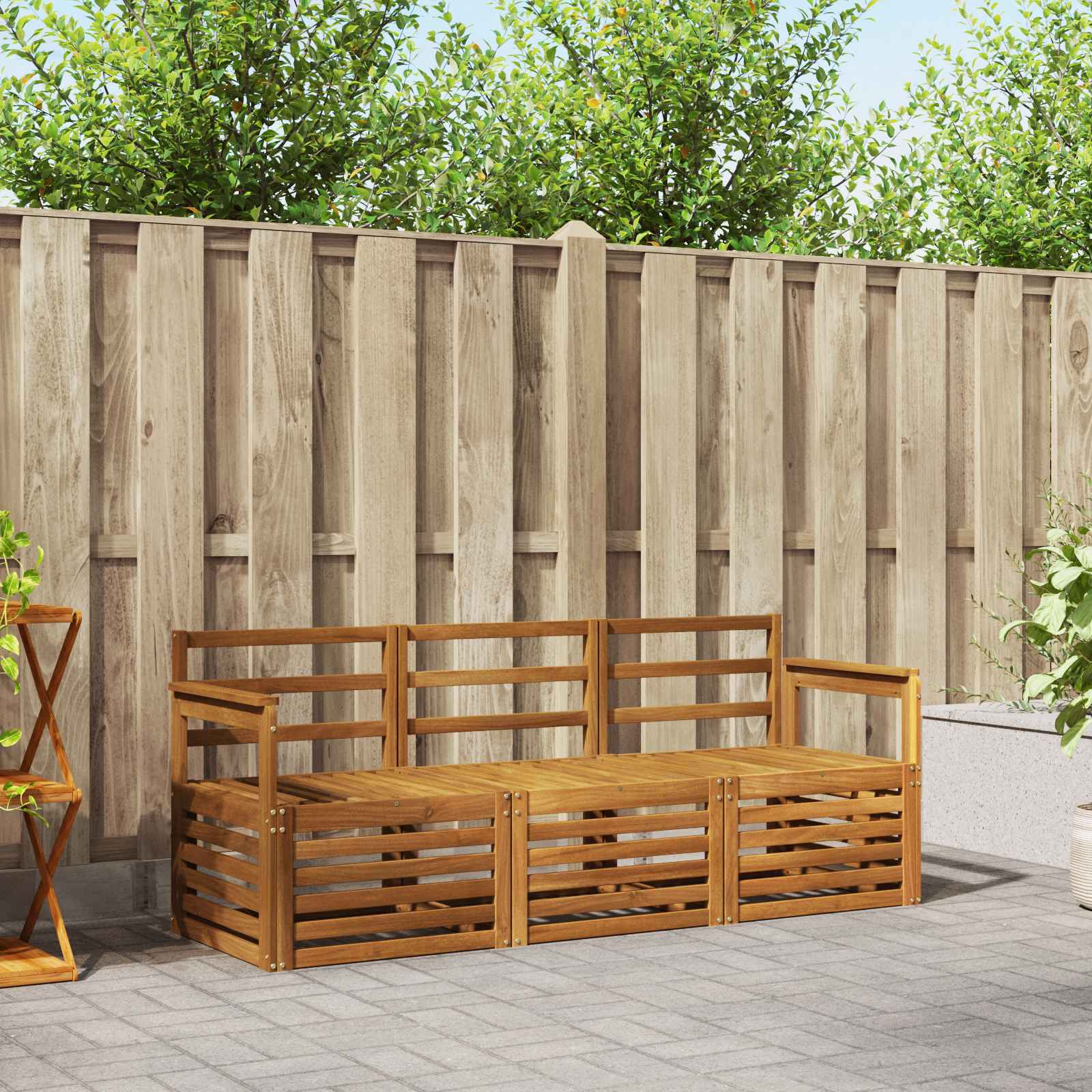 Ensembles de canapés 3 pcs Naturel Bois d'Acacia Massif - XIOS