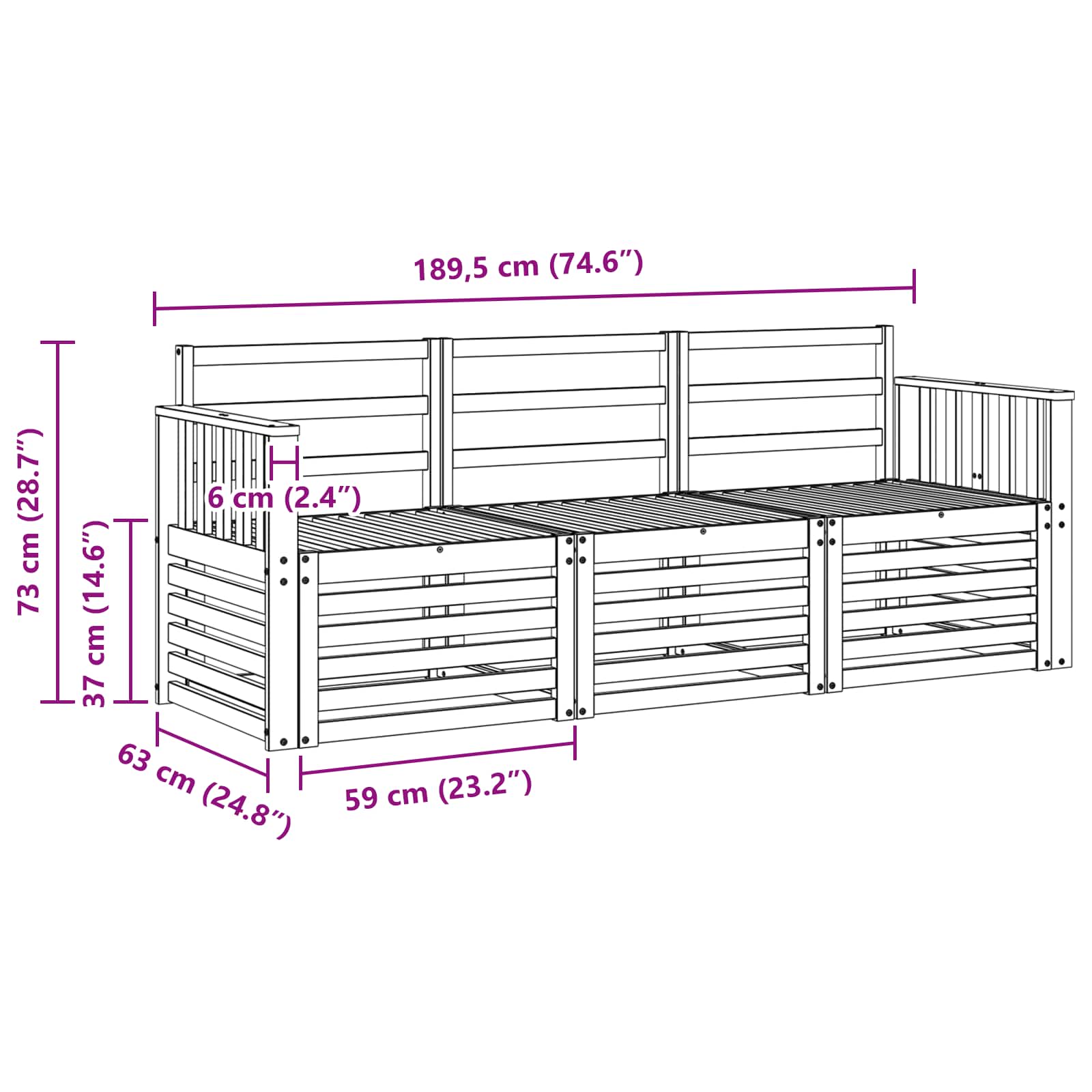 Ensembles de canapés 3 pcs Naturel Bois d'Acacia Massif - XIOS