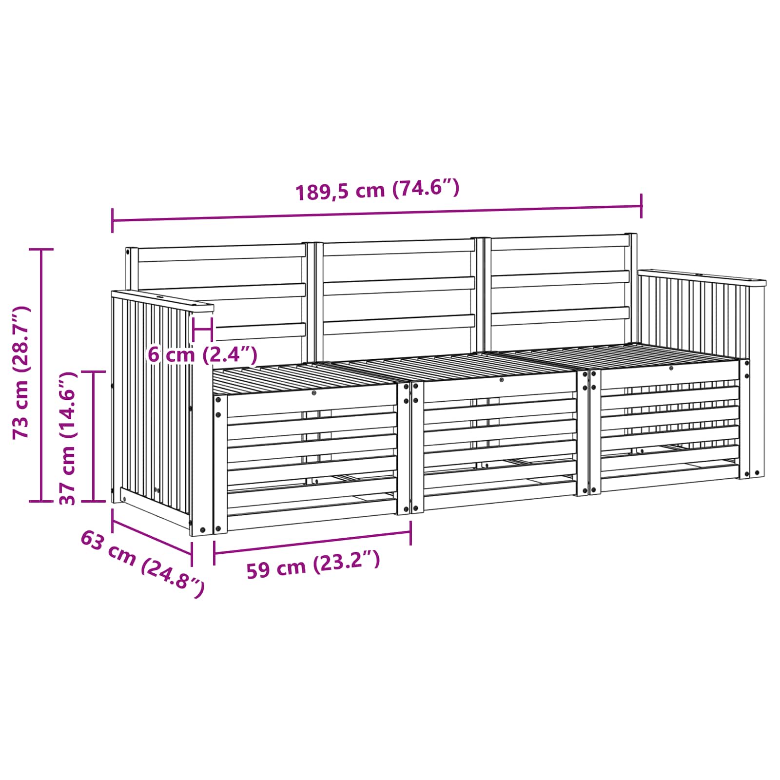 Ensembles de canapés 3 pcs Naturel Bois d'Acacia Massif - XIOS