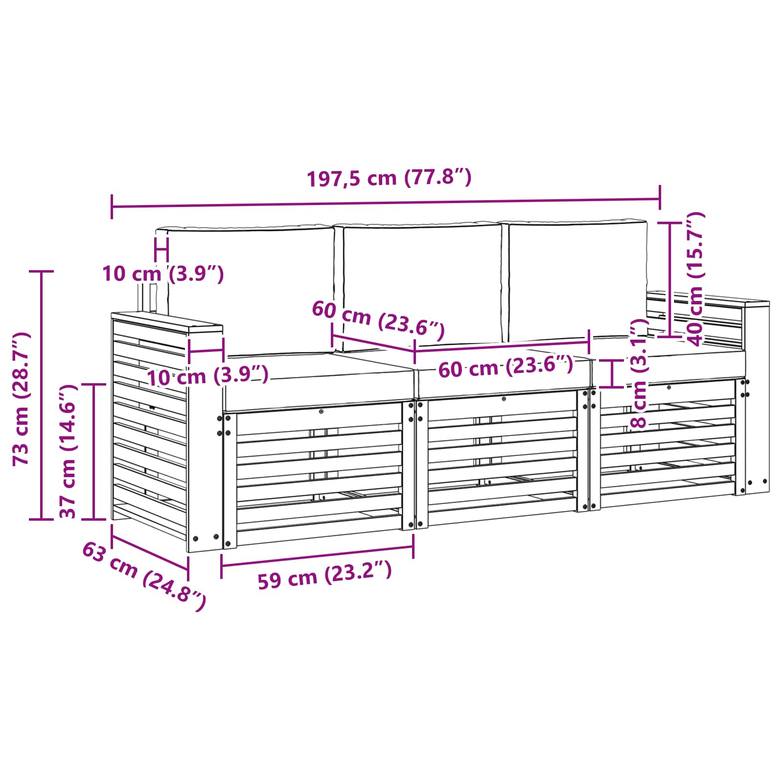 Ensembles de canapés avec coussin 3 pcs Naturel et Crème - XIOS