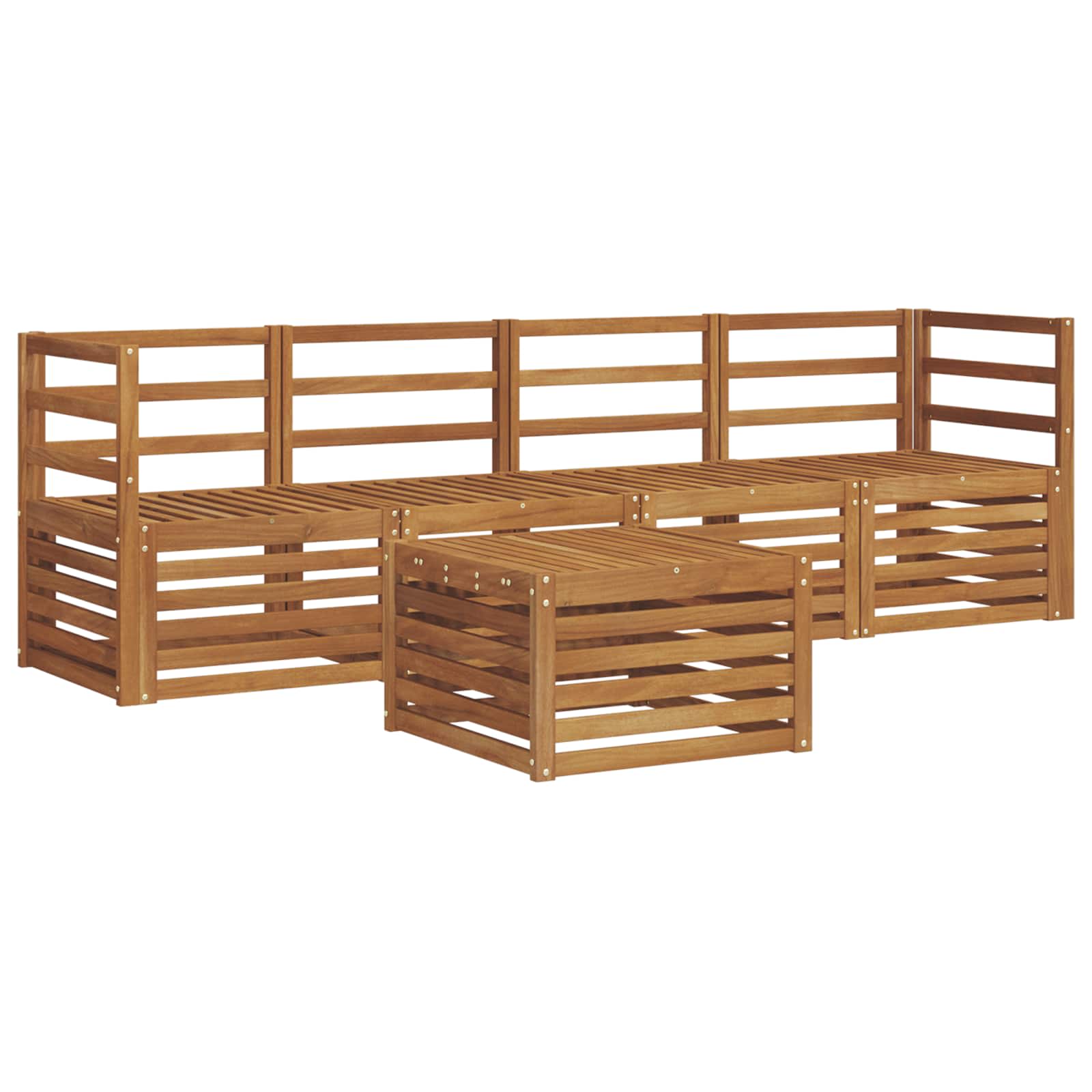 Ensembles de canapés 5 pcs Naturel Bois d'Acacia Massif - XIOS