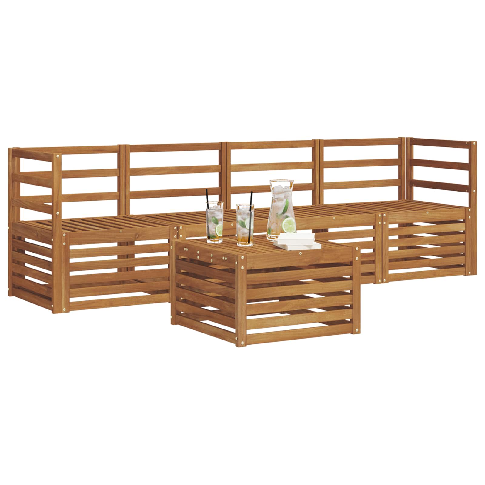 Ensembles de canapés 5 pcs Naturel Bois d'Acacia Massif - XIOS